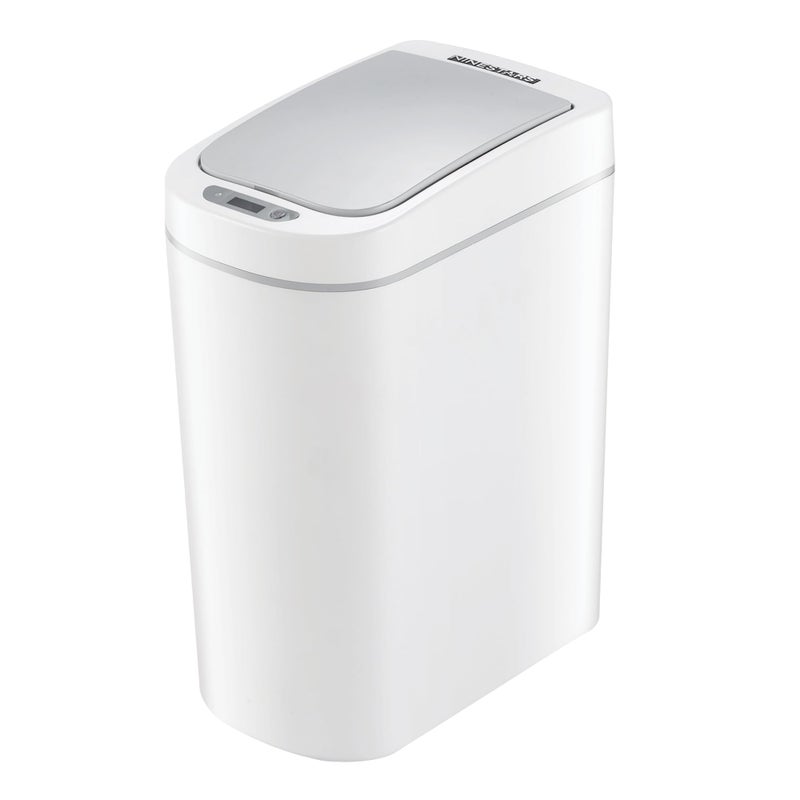 Ninestars AMZ-7-2 Bathroom Automatic Infrared Motion Sensor Trash Can, 1.8 Gal 7L, ABS Plastic Trashcan (Slim, White) - Image 1